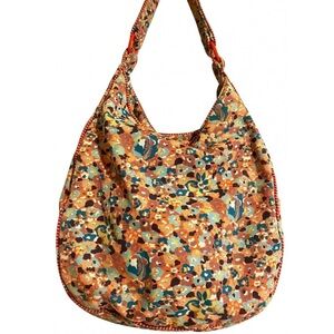 Marc Jacobs Orange and Blue Hobo Bag with Floral Design